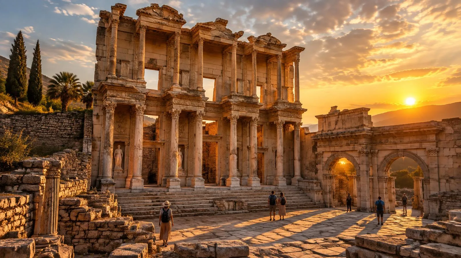 Library of Celsus at Ephesus in golden light